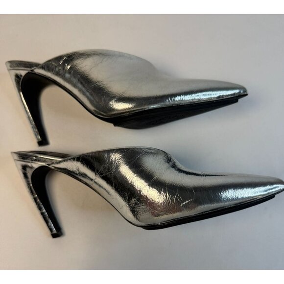 Vince Camuto Bridget Women's Size 5 Mule SIlver Leather High Heel Pointed Classy - Picture 7 of 11